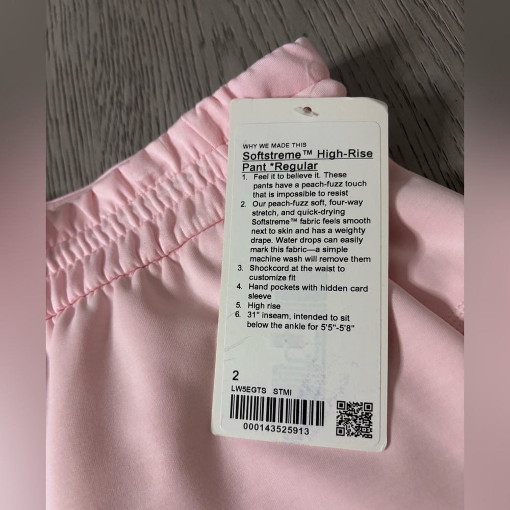 NWT Lululemon Softstreme High-Rise Pant In Strawberry Milkshake Size 2 Regular - Picture 3 of 11